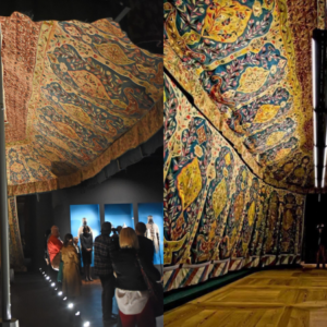 A 17th century Ottoman tent, captured during the battle of Vienna in 1683. Made of linen, silk and silvered and gilt leather. Now on display at the Wawel Royal Castle in Kraków, Poland