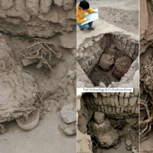 A 1,300-year-old female mummy with blue ‘eyes’ has been unearthed by archaeologists excavating the Huaca Pucllana site in Lima , Peru.