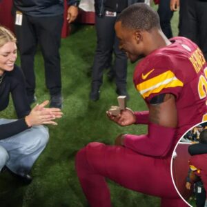 Commanders player Jeremy Reaves proposes to girlfriend on field after team clinches playoff berth in overtime