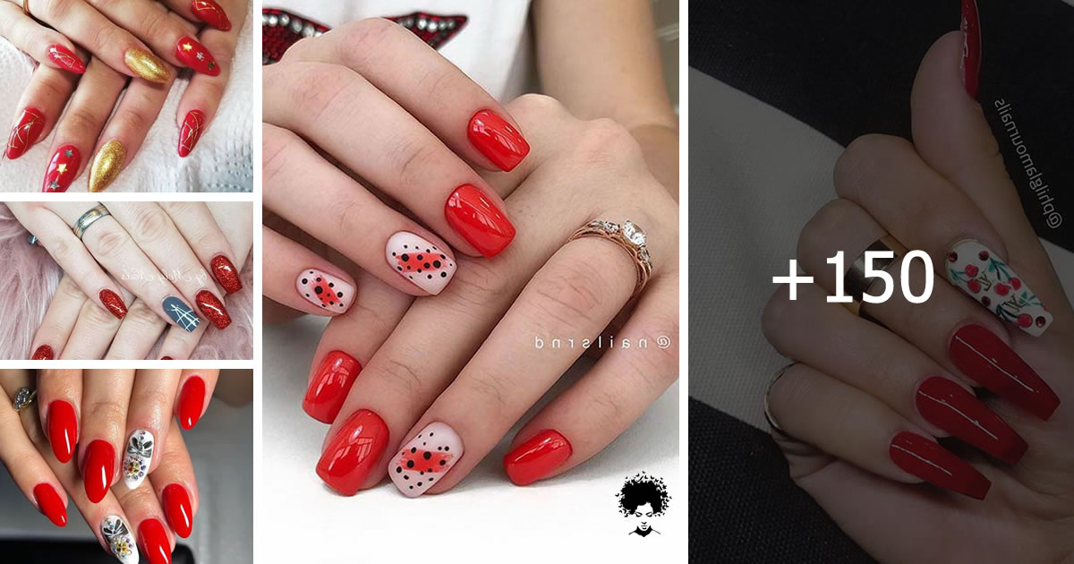 154 PH๏τos: Best Red Nail Art Designs