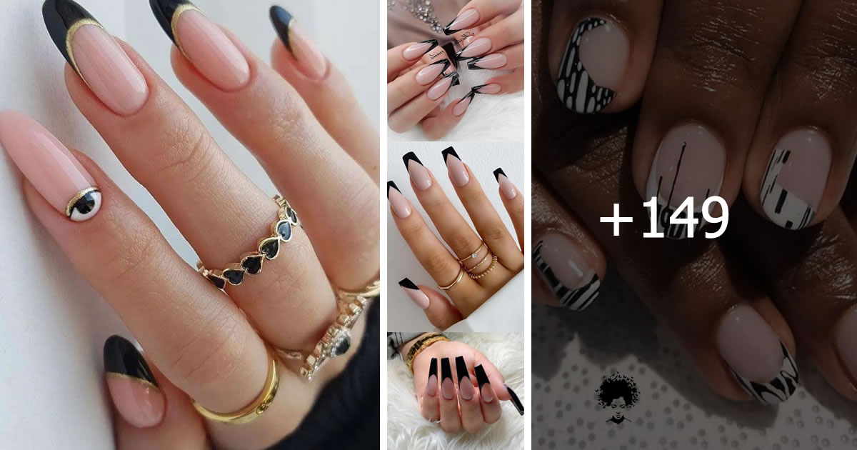 154 PH๏τos: Black French Tip Nail Design Ideas for 2022 That are Trending Now