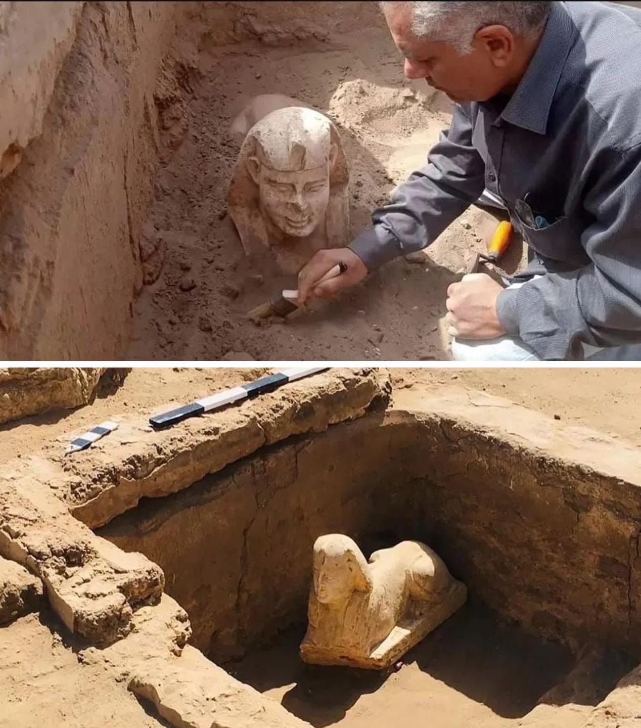 Archaeologists Uncover Sphinx-Like Statue and Shrine Near Hathor Temple in Egypt