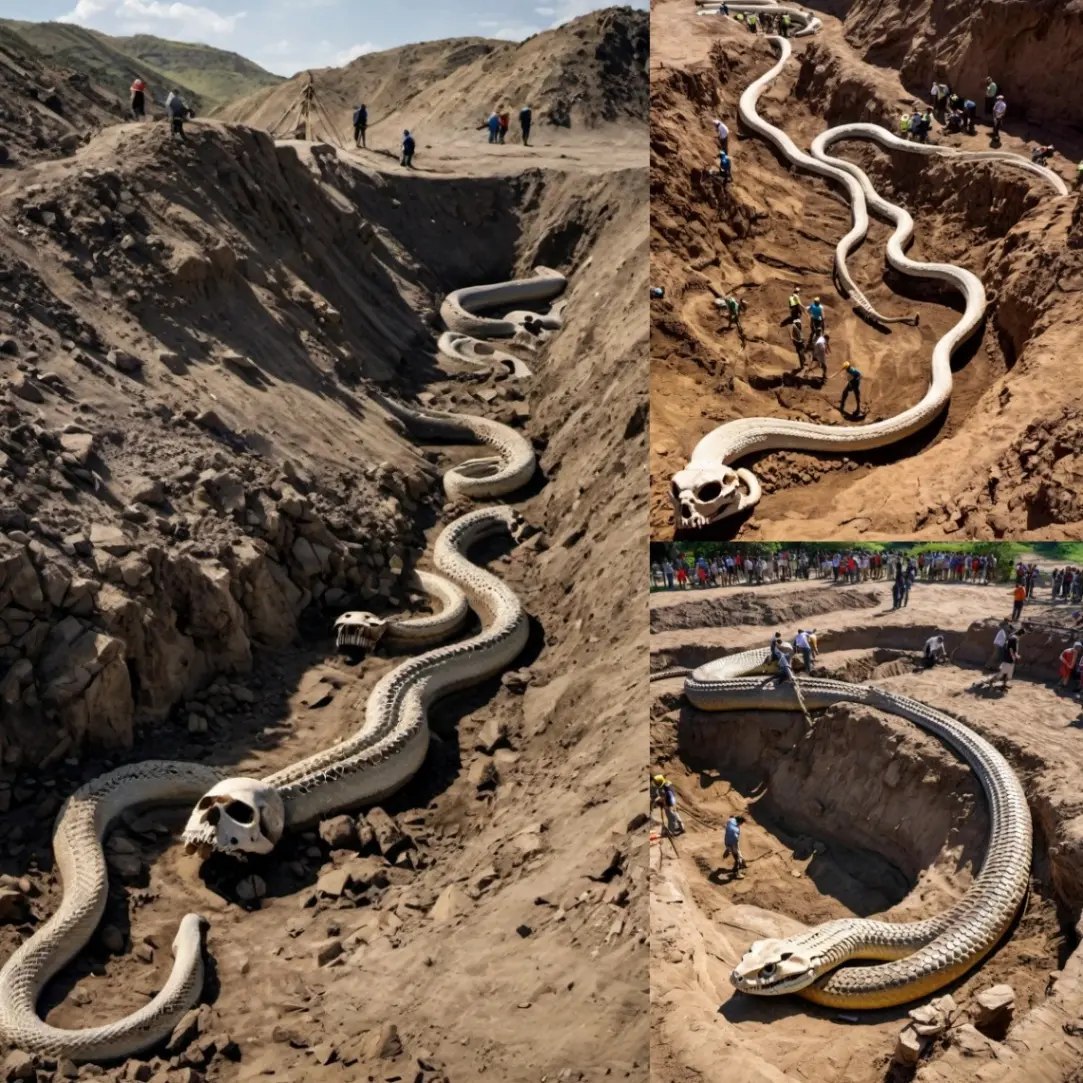 Breaking news: Giant snake skeleton discovered in the Loire River, France – A remarkable archaeological discovery