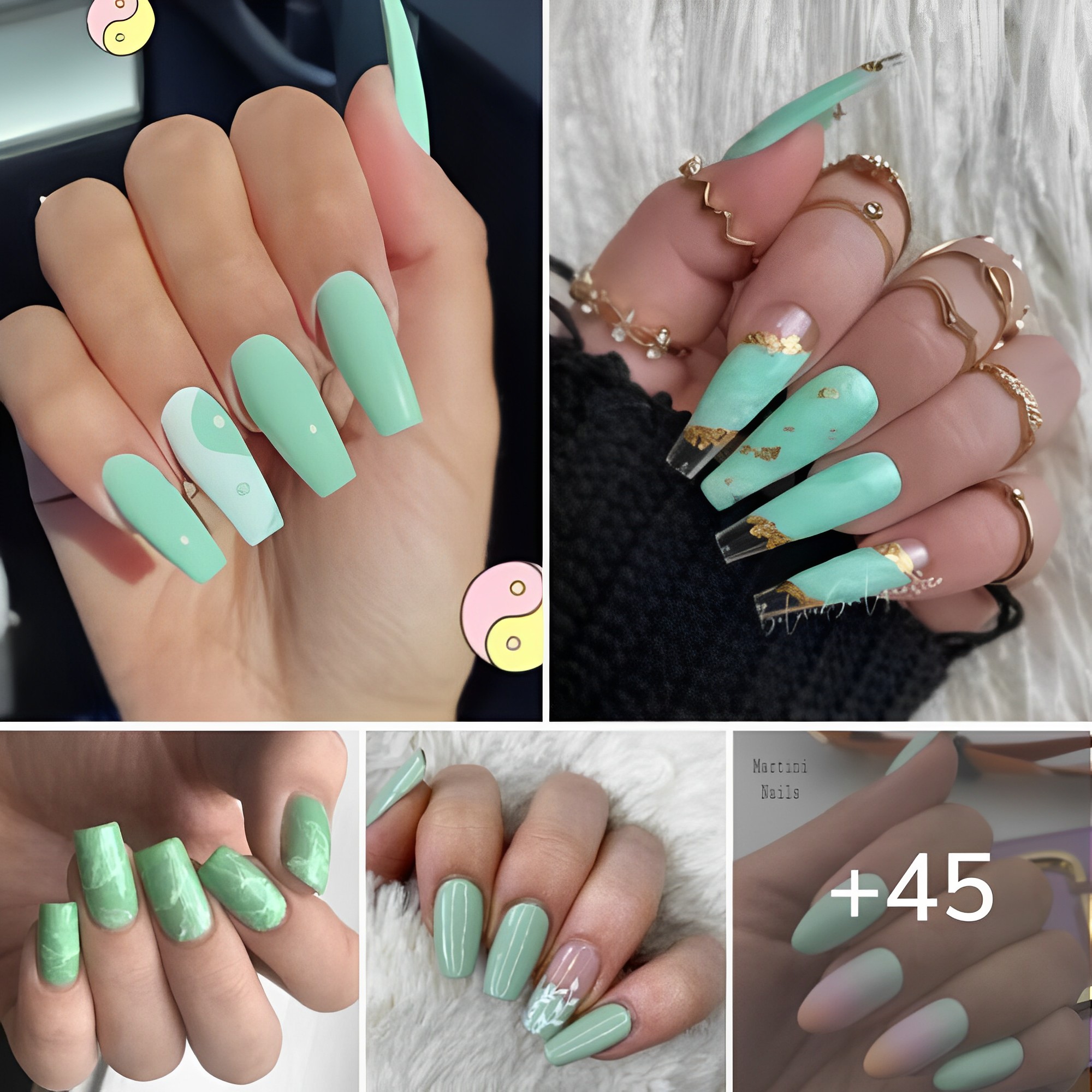 45 Gorgeous Mint Green Nails To try this Year