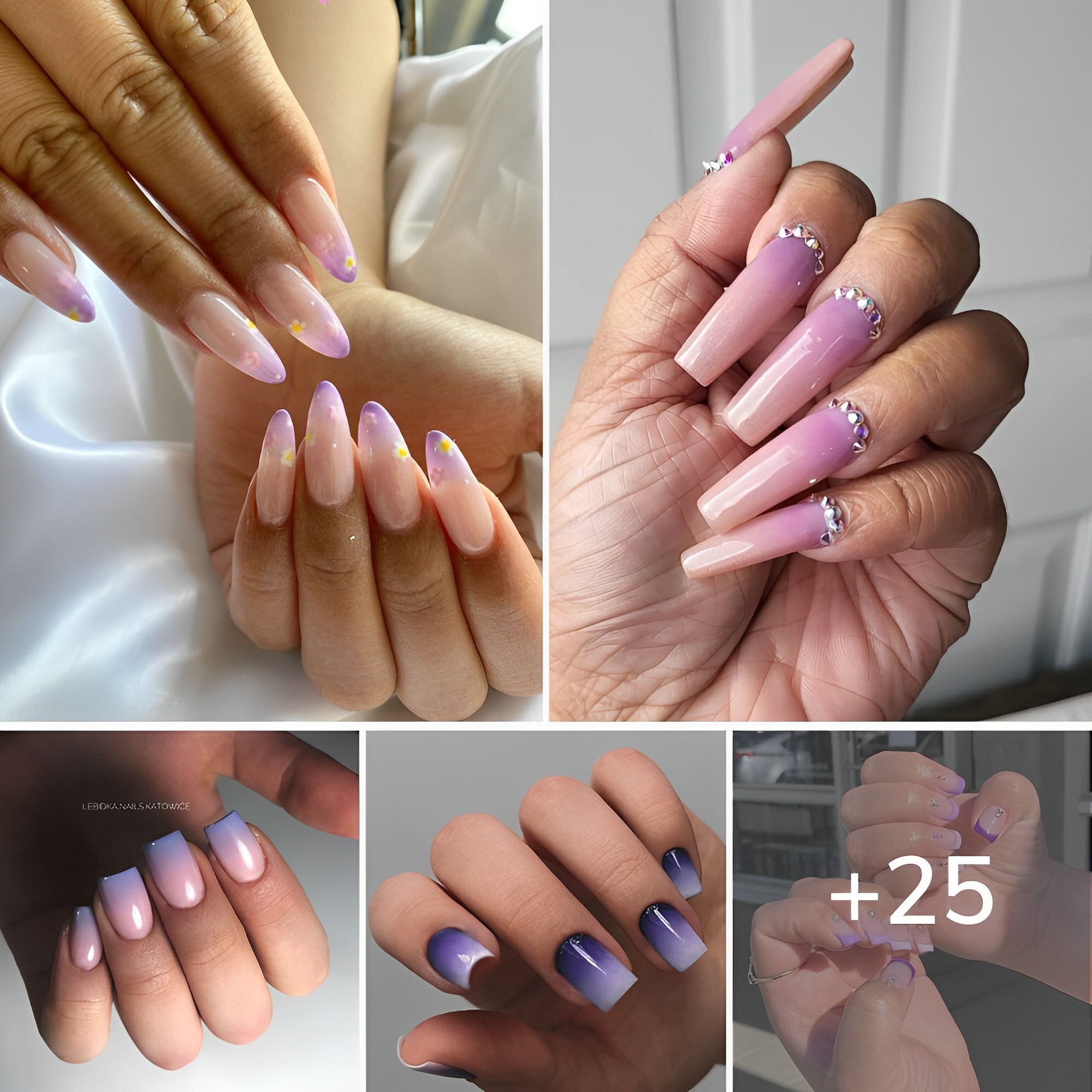 Más de Veinte Diseños de Uñas en Ombré Morado Más Lindos para 2024