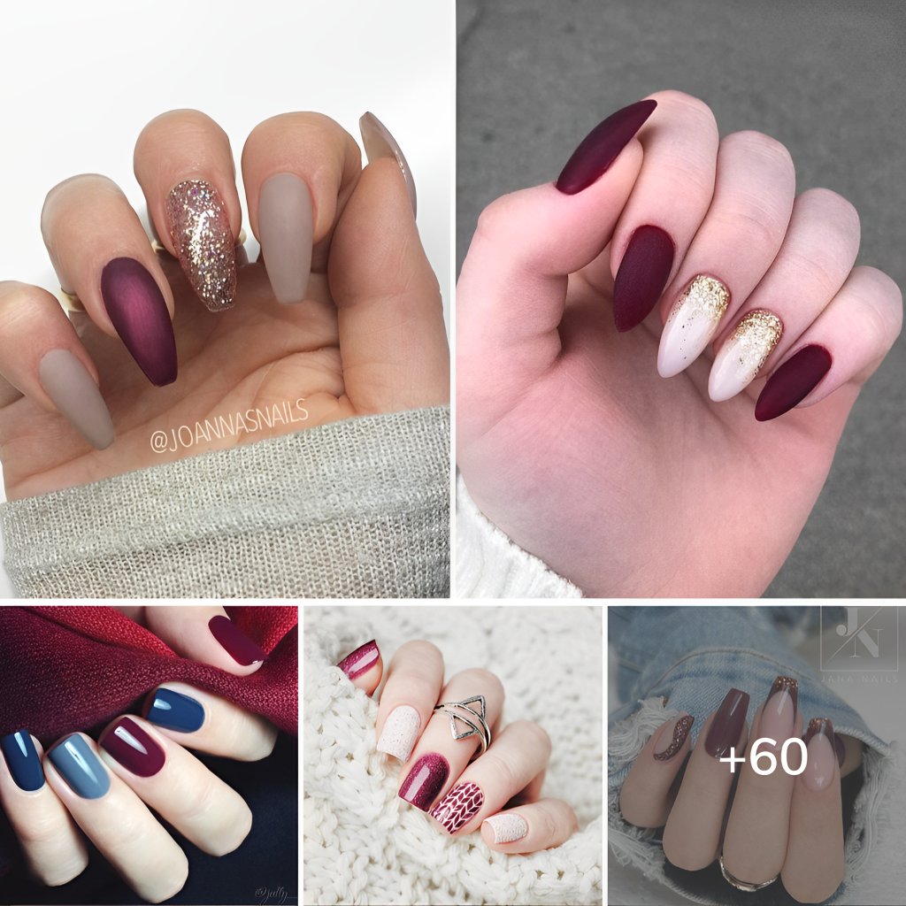 60+ Cool Ideas Nail Design Wine Color