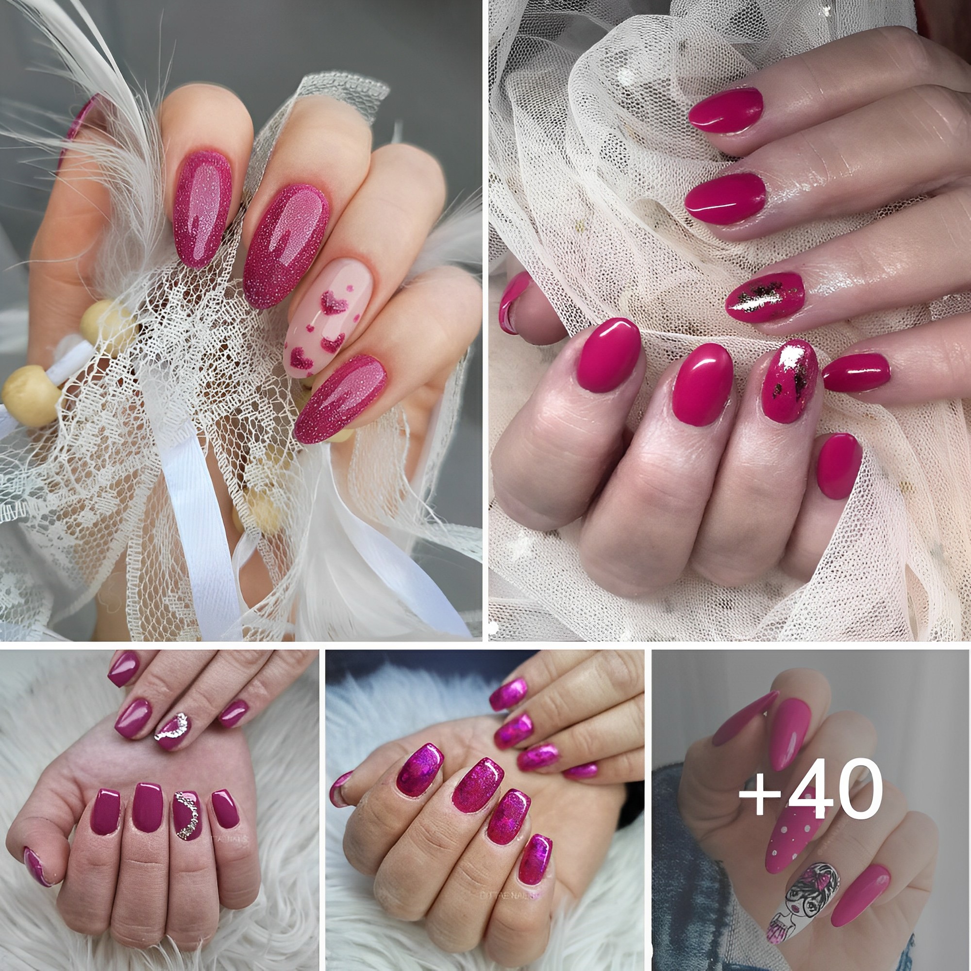 40 Adorable Designs for Dark Pink Nails That You Must Try.