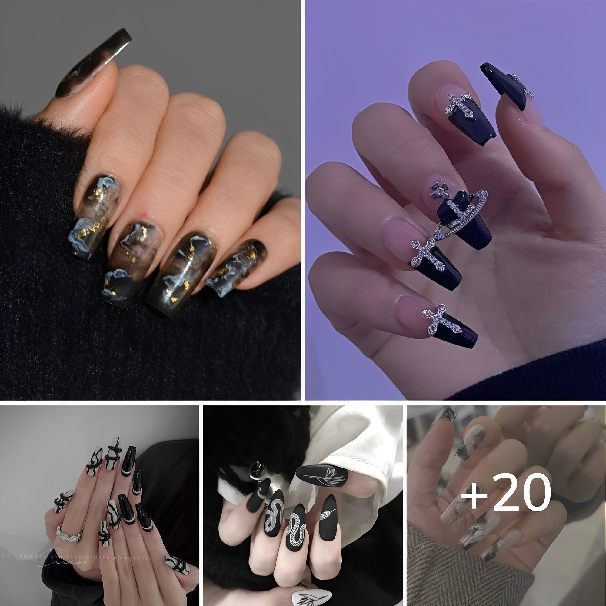 20 Stunning Black Nail Inspirations