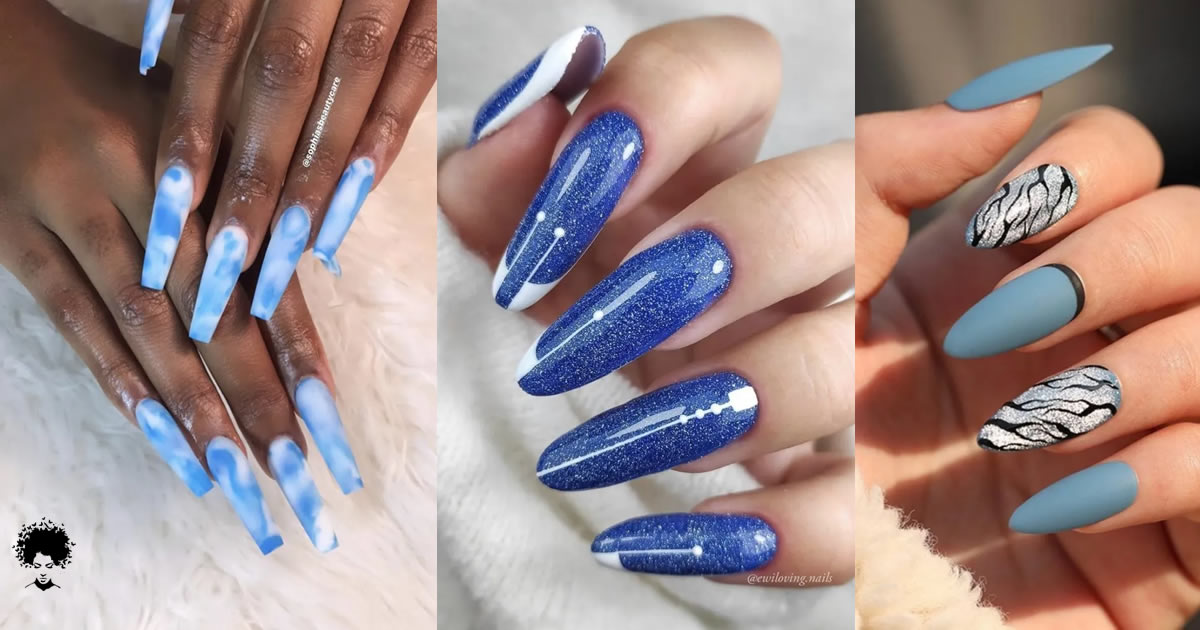 20 Dessins D’ongles en Acrylique Bleu Chic Qui Sont Parfaits Pour Toutes Les Occasions