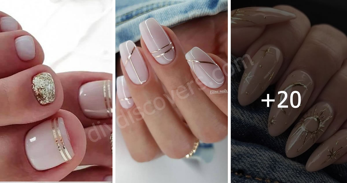 20+ ɴuᴅᴇ and Gold Nails Art Designs Ideas For 2023