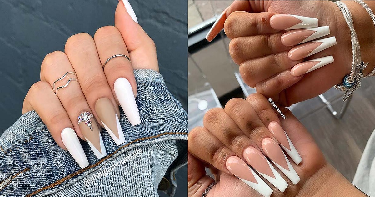 131 Elegant French Tip Coffin Nails You Need to See