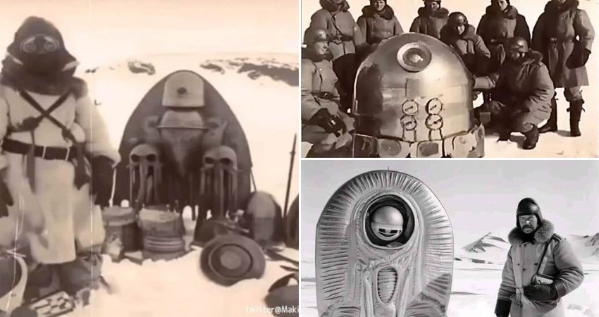 An extraterrestrial being steps out from the frozen surface as a UFO lands in Antarctica.