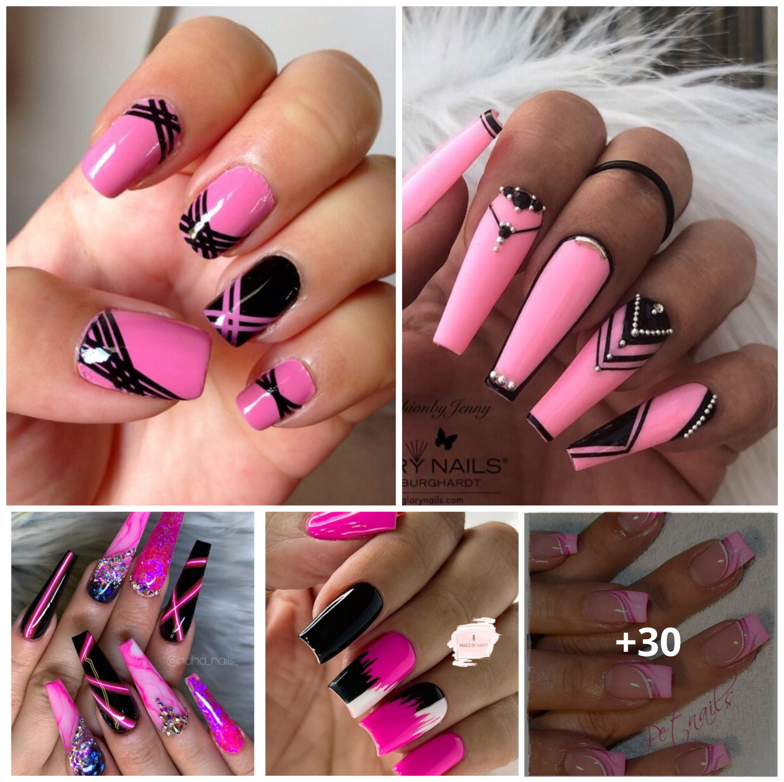 30 Black and Pink Nail Designs That Demand Attention