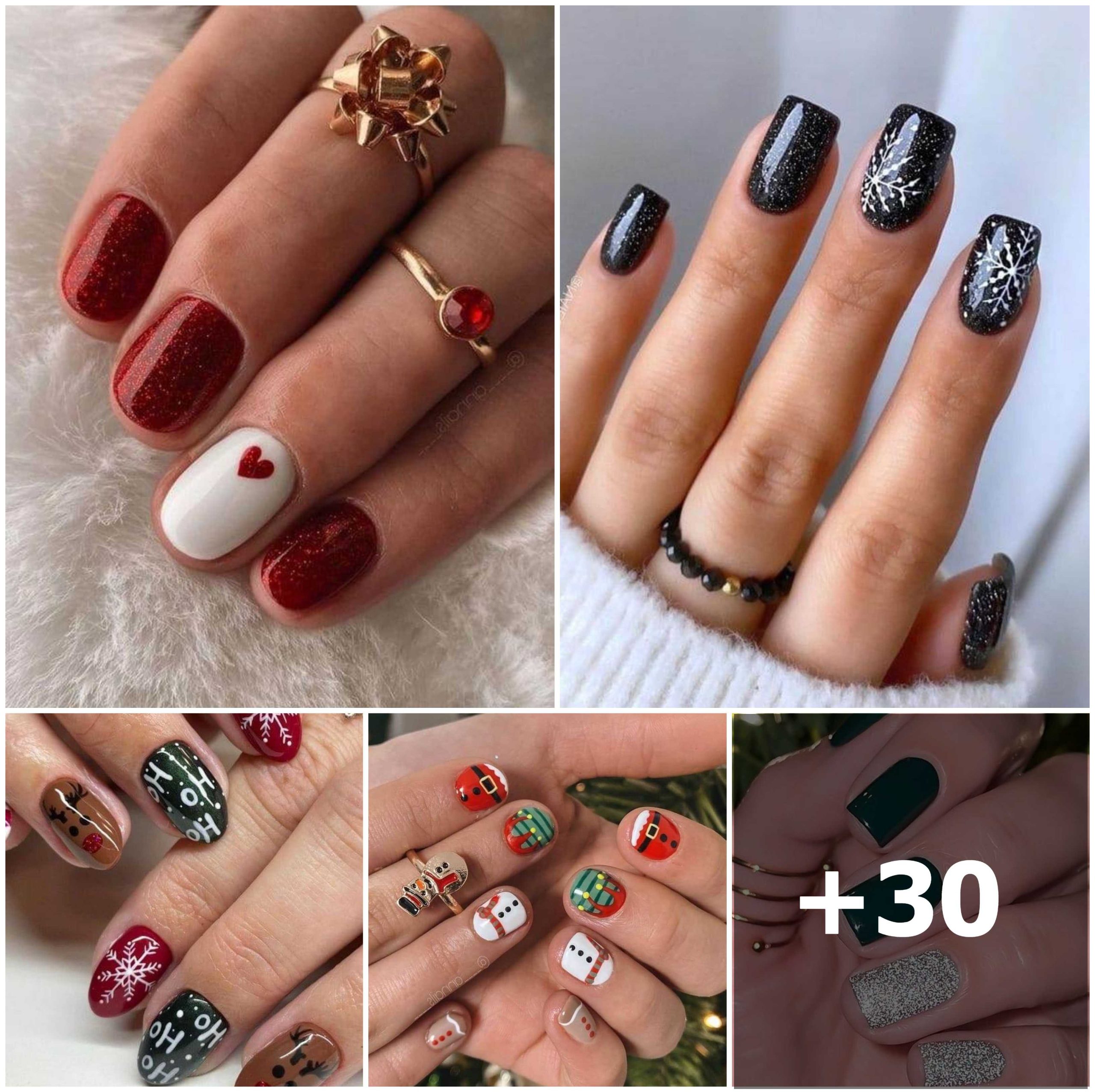 30 Charming Short Christmas Nails Perfect for the Festive Season