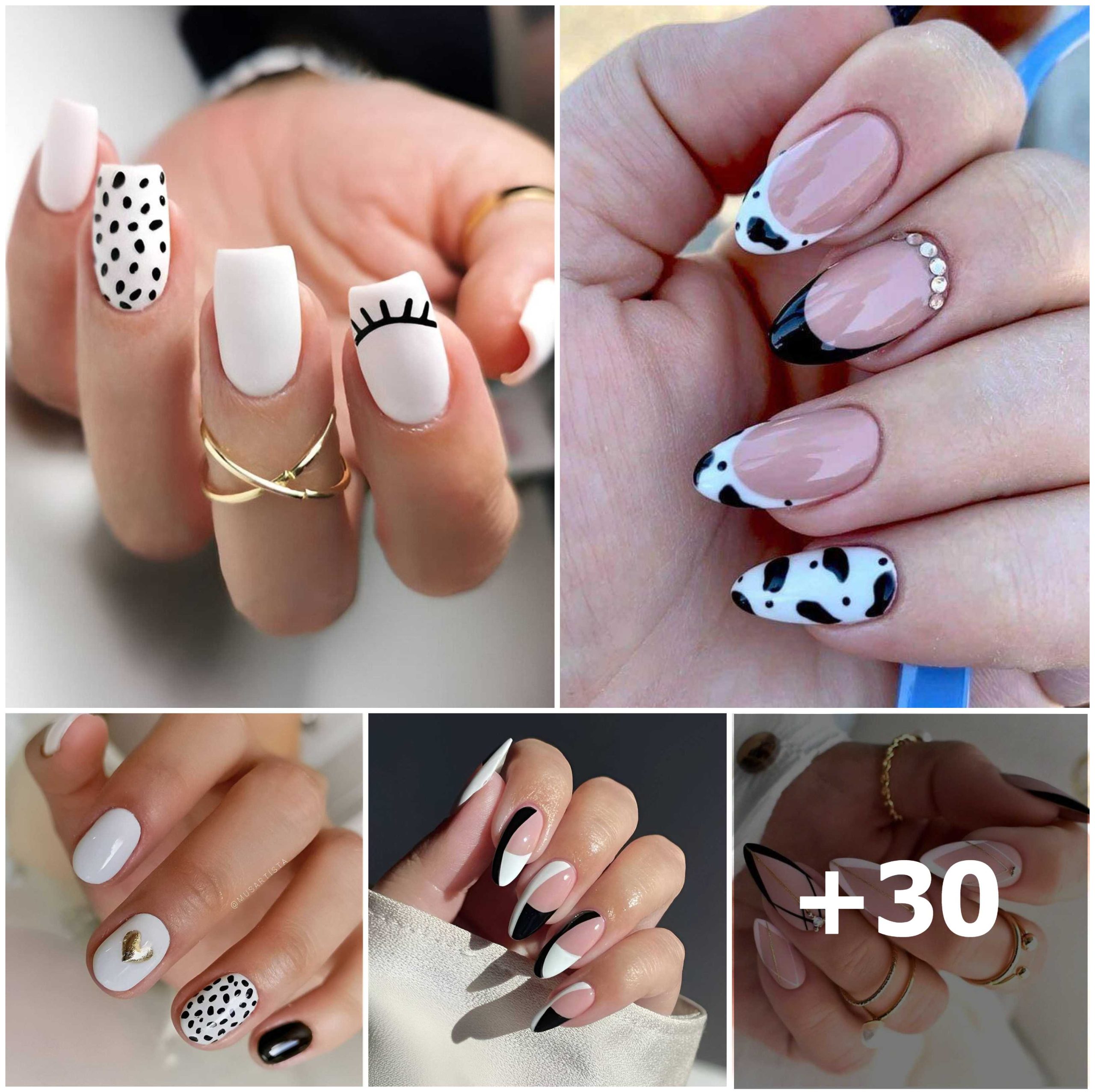 30 Chic Black-and-White Nail Designs That Are Easy to Achieve