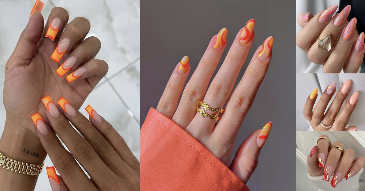 30 Cute Orange Nail Designs in 2022