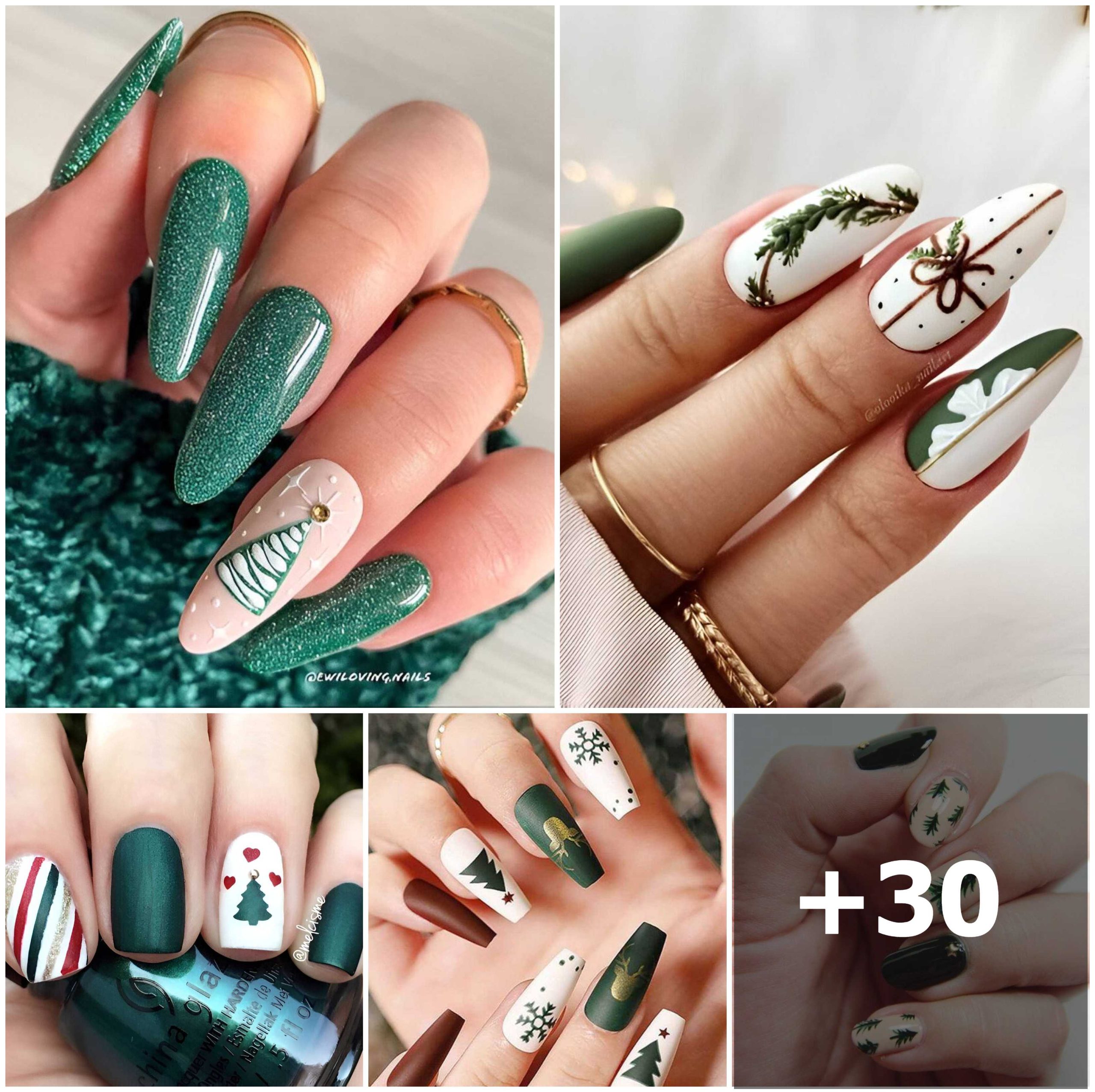 30 Cute and Simple Christmas Tree Nail Designs for a Festive Vibe