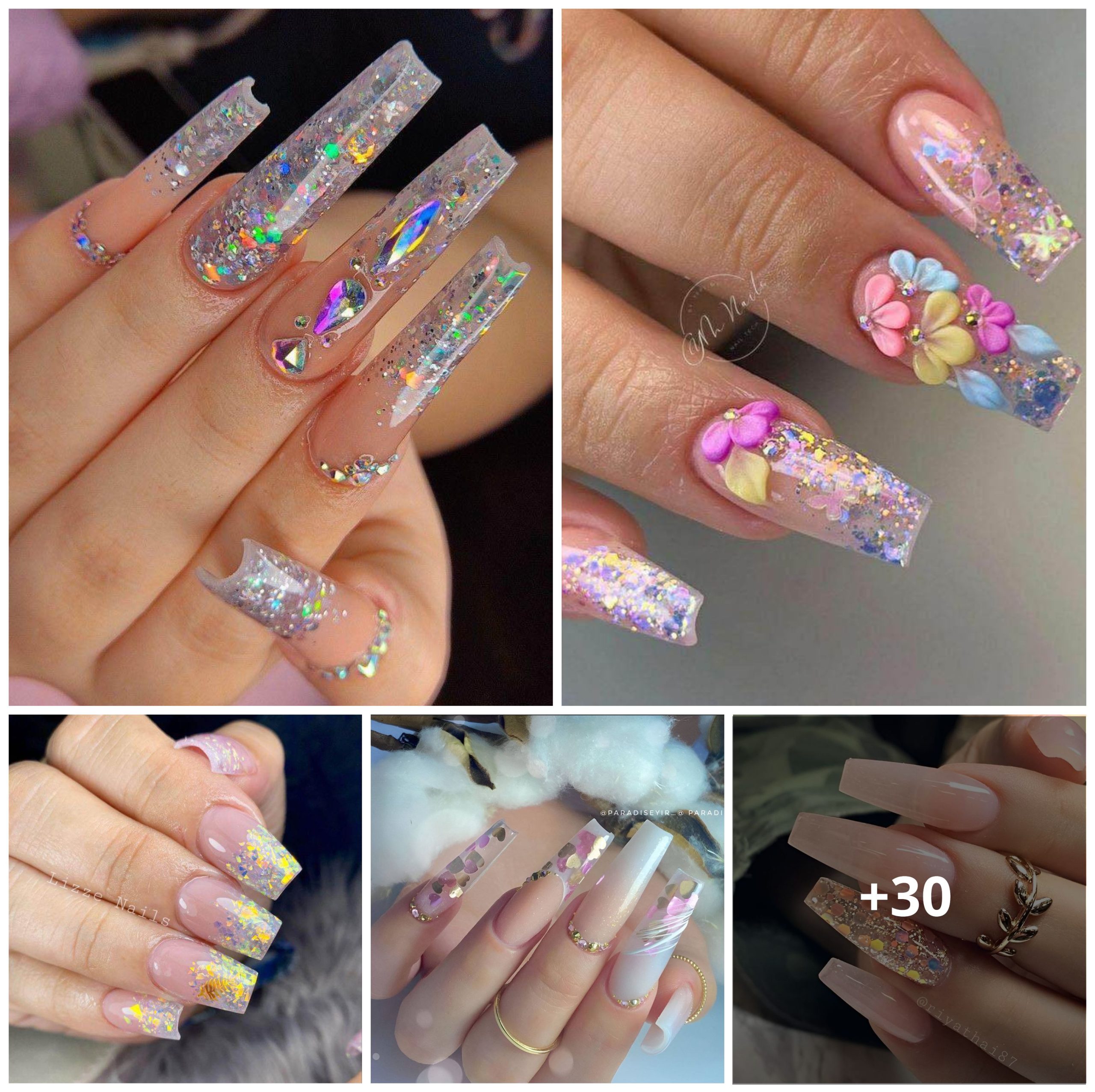 30 Dazzling Clear Acrylic Nails For Ultimate Feminine Glamour