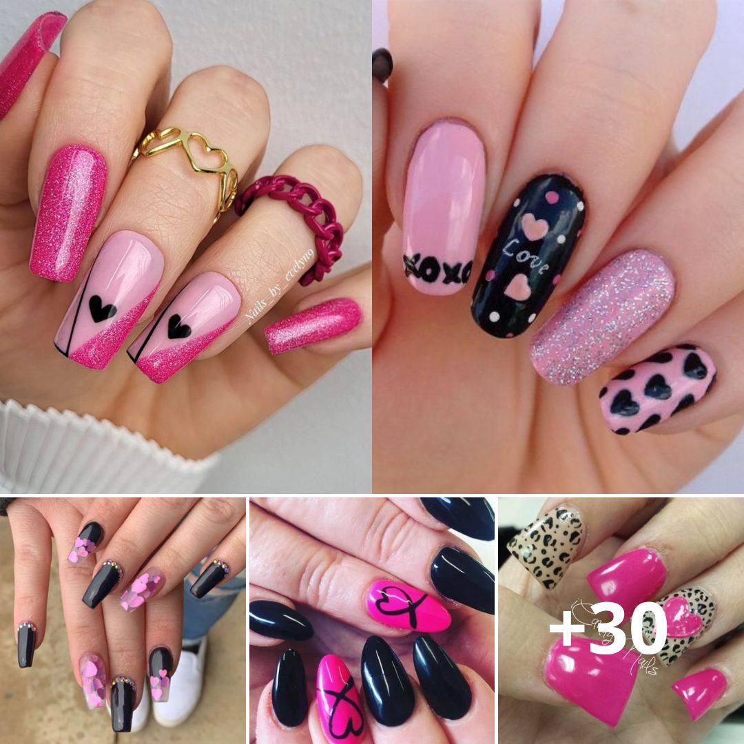 15 Extraordinary Black And Pink Nail Ideas