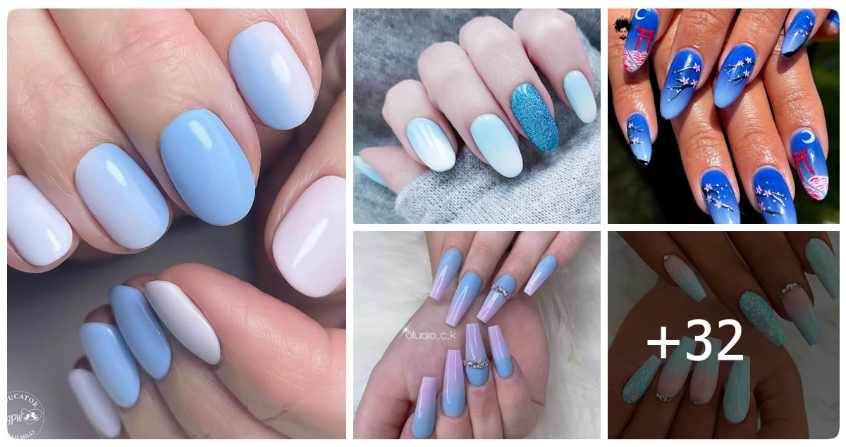 32 Blue Ombré Nails for a Cool Manicure