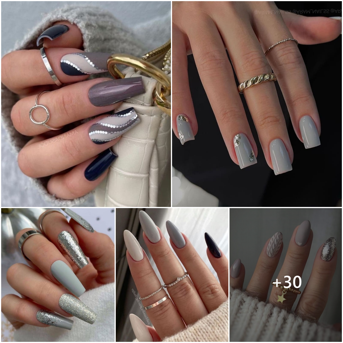 30 Chic and Stylish Gray nail Designs for an Elegant Look