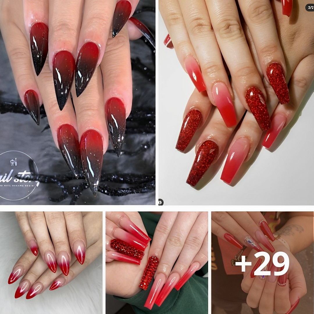 39 Bold Red Ombre Nail Designs For 2024