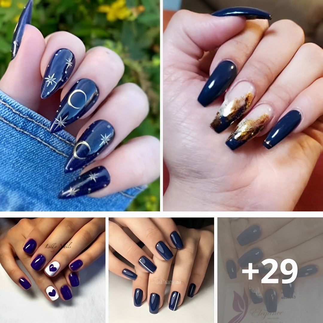 45+ Stunning Navy Blue Nails To Try Right Now