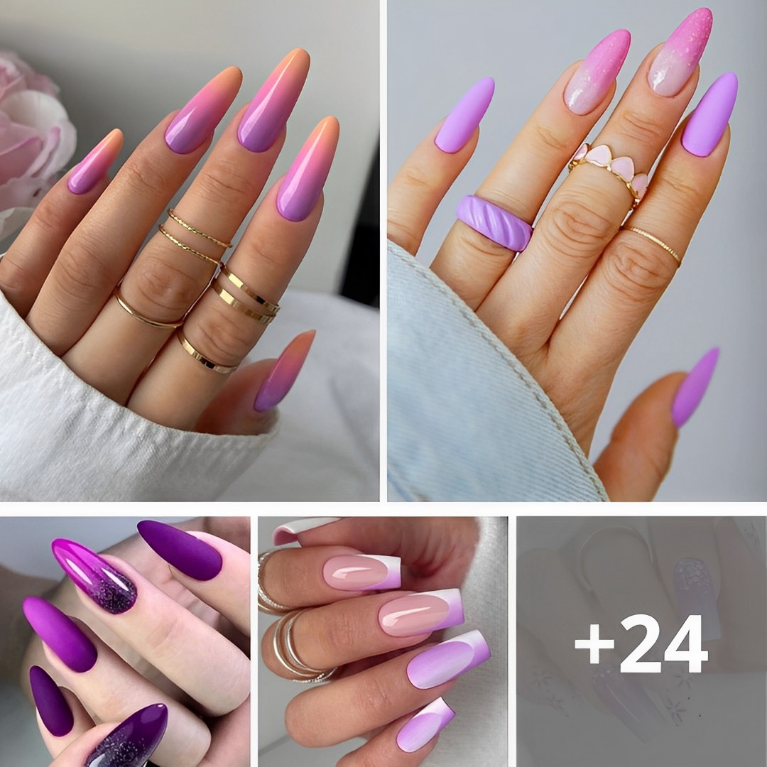 57+ Enchanting Purple Ombre Nails with a Delicate Twist.