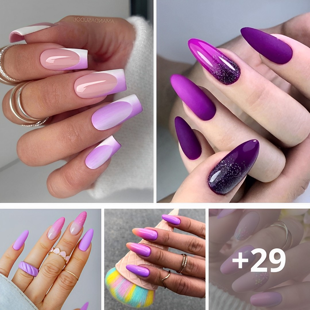 45+ Enchanting Purple Ombre Nails with a Delicate Twist.