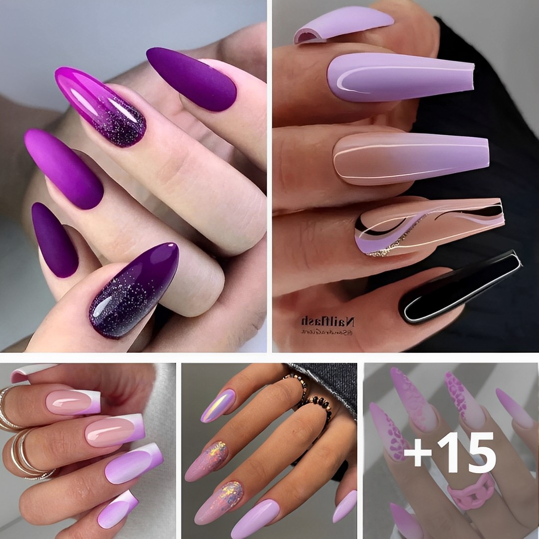 60+ Enchanting Purple Ombre Nails with a Delicate Twist.