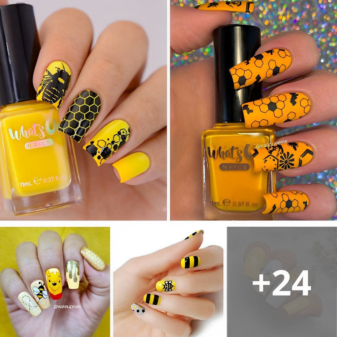 33+ Stunning Bee Nail Designs featuring Bee Hives, Honeycombs, and Cabochons for Your Next Manicure Adventure