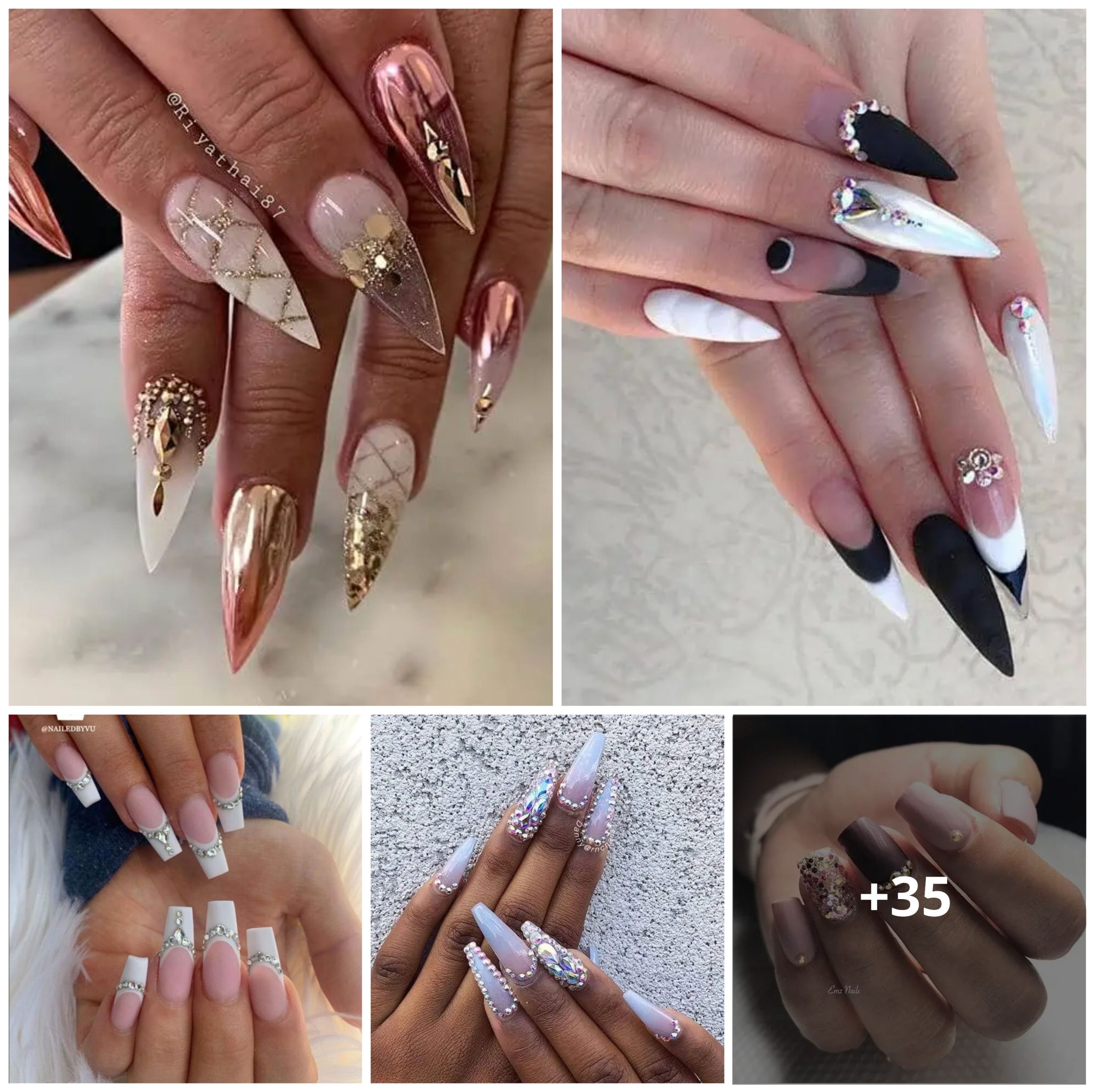 35+ French Tip Nail Designs With Diamonds