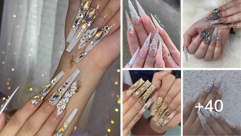 40+ Eye-Catching Diamond Nail Design Ideas For The Holidays