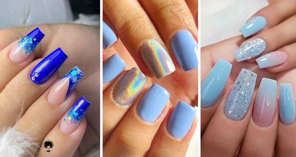 40+Beautiful Sky Blue Nail Ideas