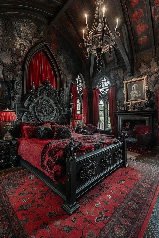 Gothic Bedroom Elegance – Mystery and Grandeur