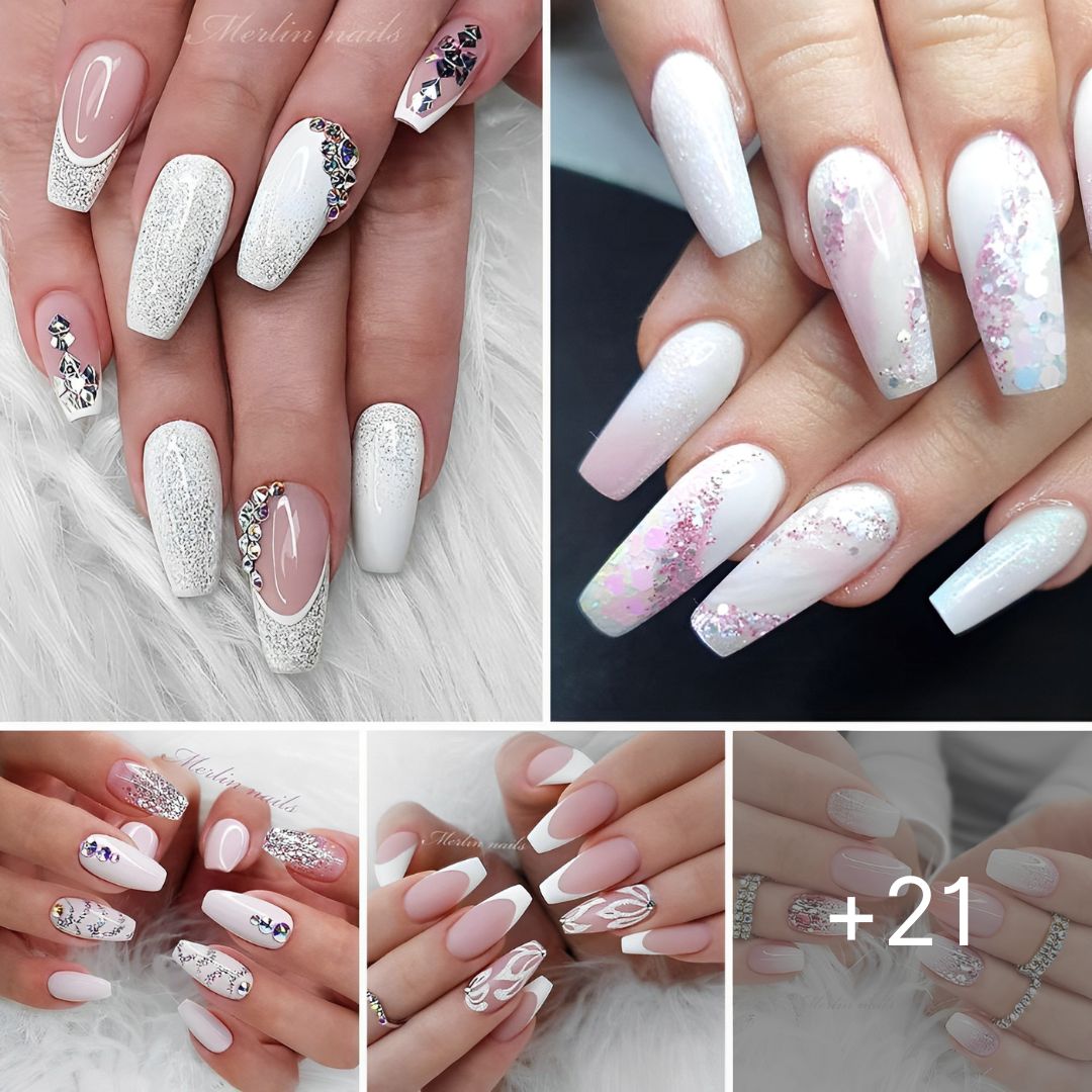 21 Pretty White Glitter Nails for Any Occasion