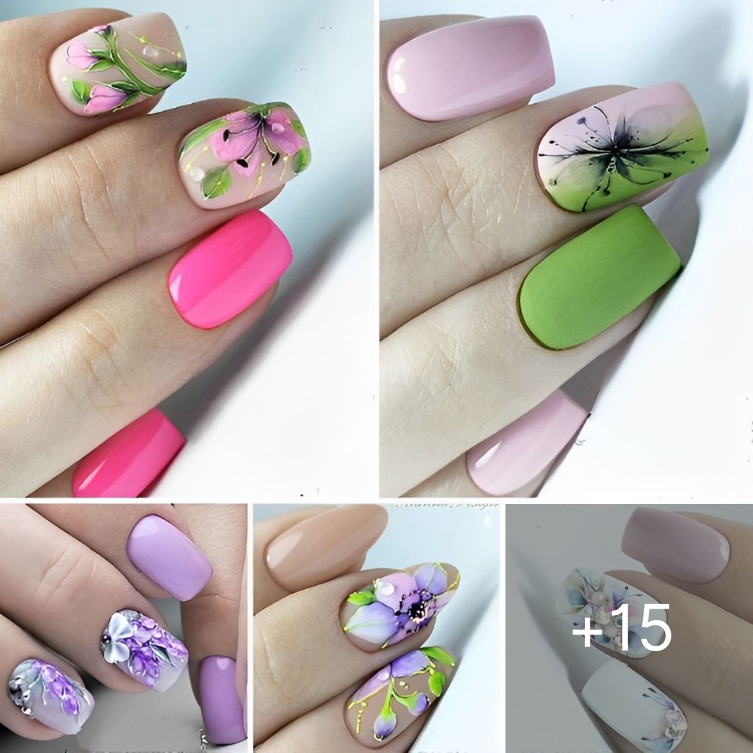 Beautiful Manicure With Floral Motifs