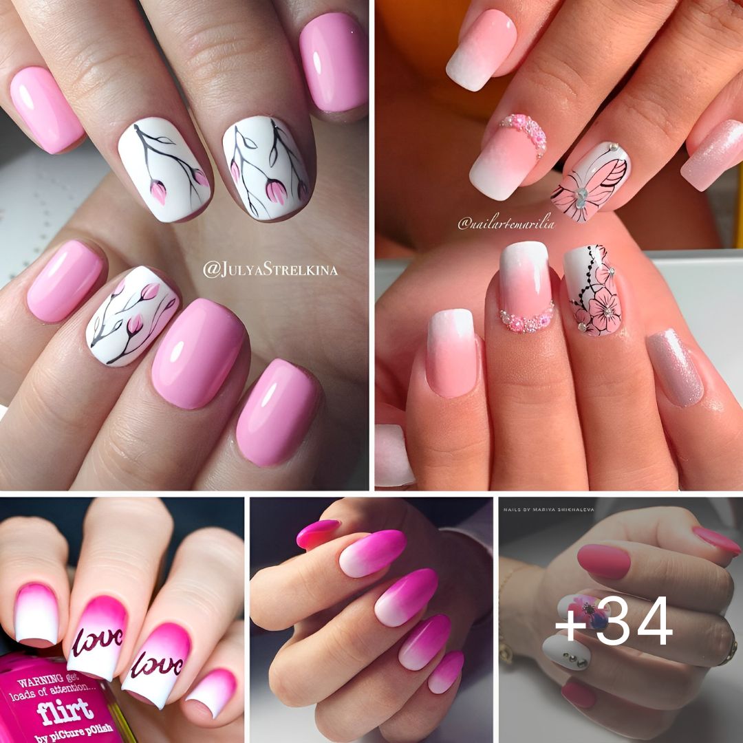 34 Pink And White Nails Trends For Spring And Summer 2023