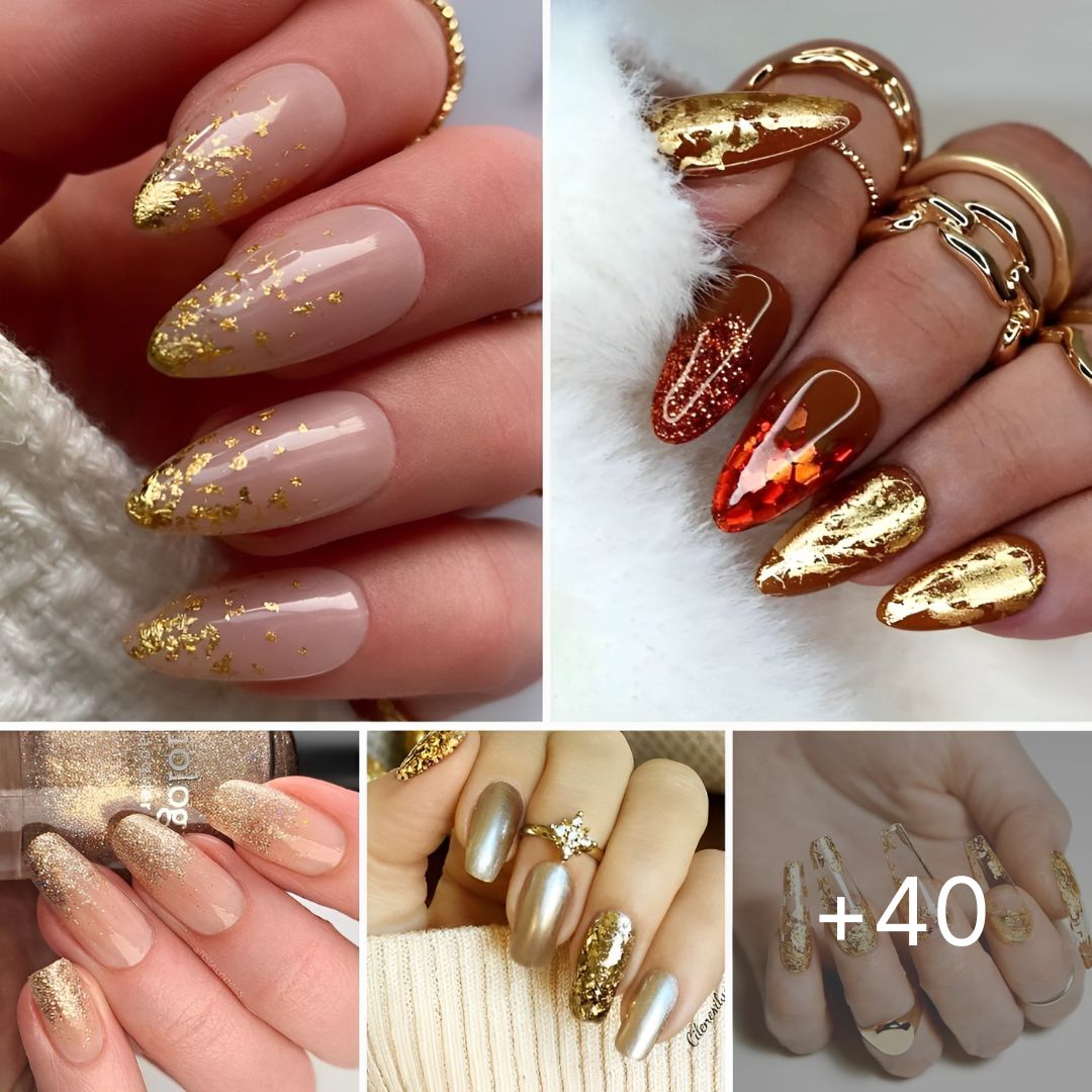 40 Attractive Gold Glitter Nails To Glam Up Your Pure Magnificence