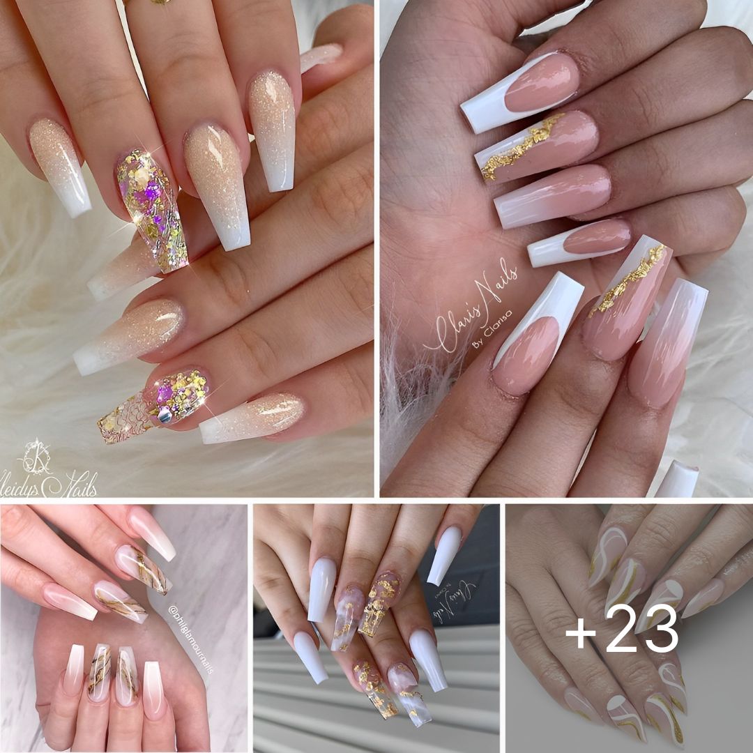 23 Best White and Gold Nails To Try Yourself