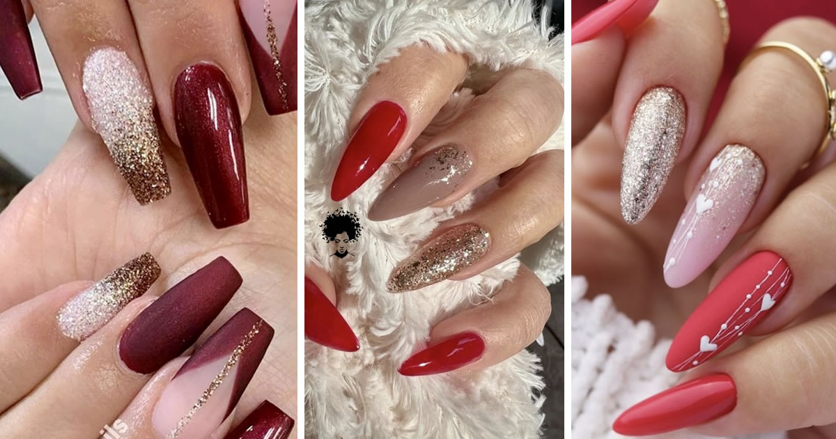 57 Gorgeous Red and Gold Nails for Women Who Love to Shine