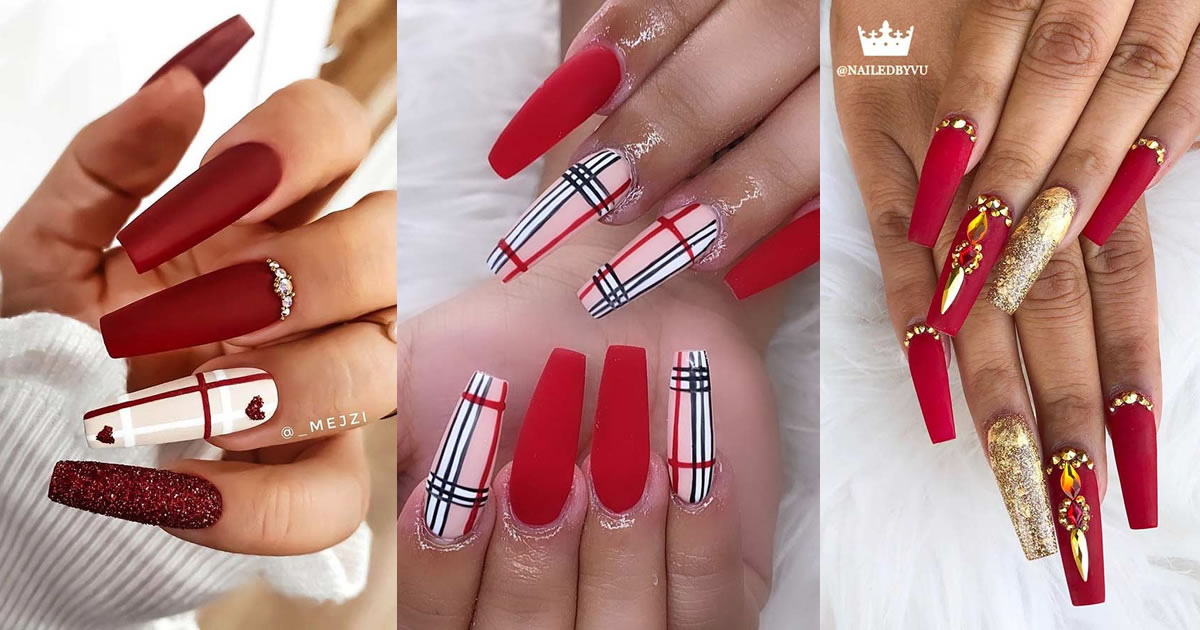 74 Beautiful Ways to Rock Red Coffin Nails