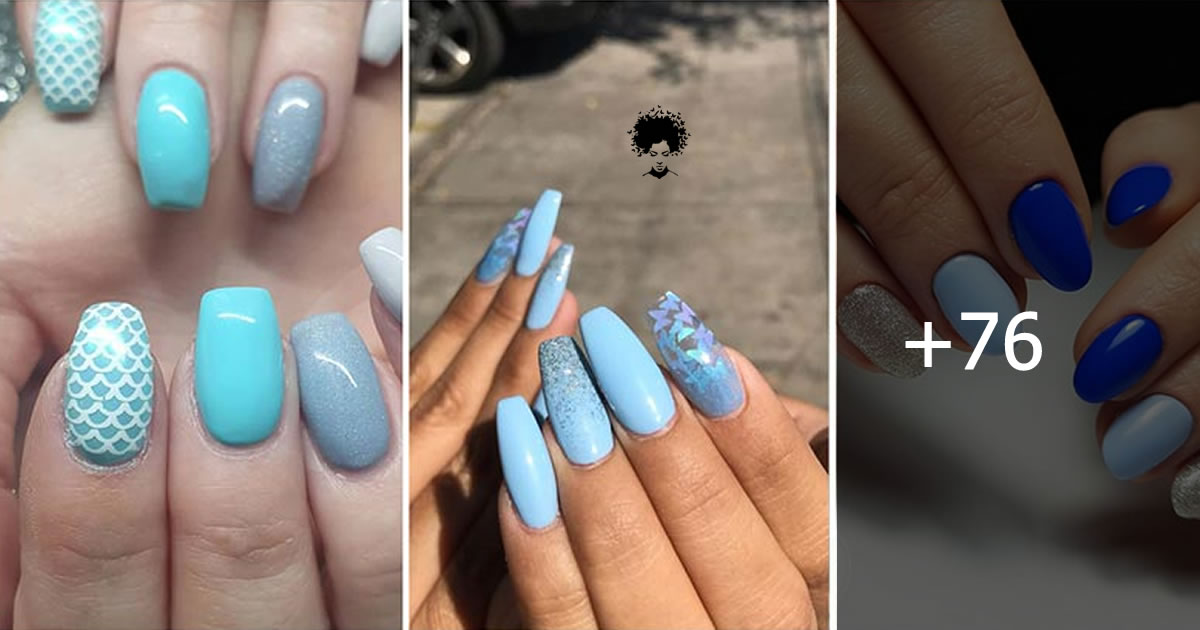 79 PH๏τos: Lovely Baby Blue Nail Art Design Ideas For 2022