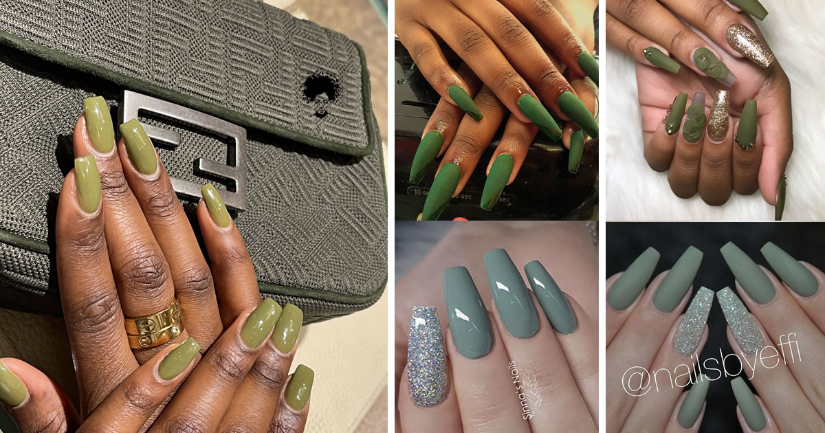 80 Cute Nail Art Design Ideas With Pretty & Creative Details : Matte Green and Glitter