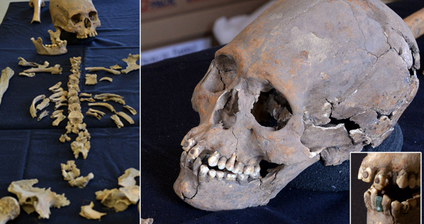 Vintage bling: Skeleton of 1,600-year-old woman with jewels in her TEETH and an alien-like skull found in Mexican burial ground