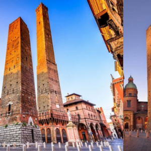 Two famous towers, symbols of Bologna, Italy