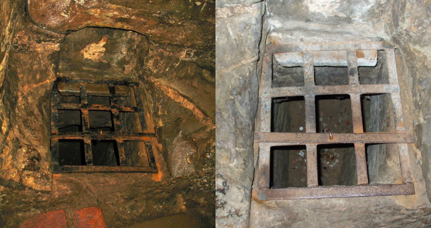 The lower dungeon of Warwick Castle. It’s an ‘oubliette’, where prisoners were dropped and forgotten about