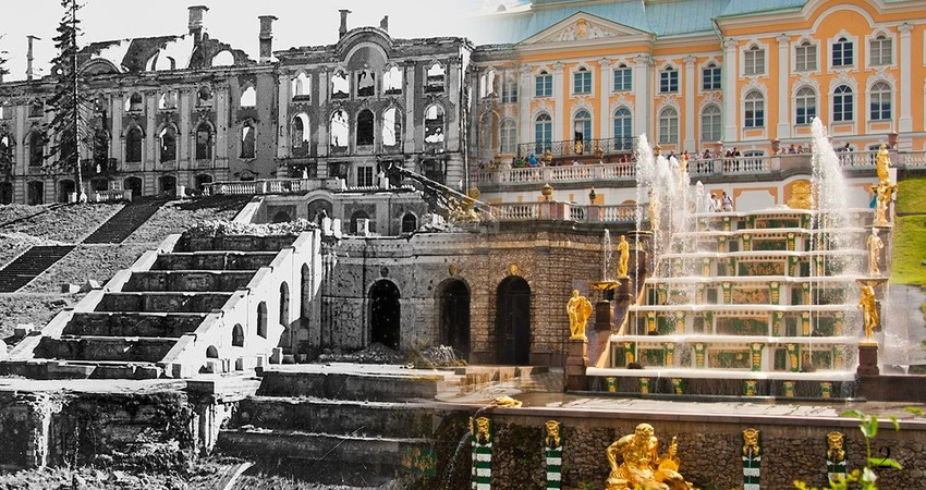 Before and after: St. Petersburg palaces destroyed by the Nazis