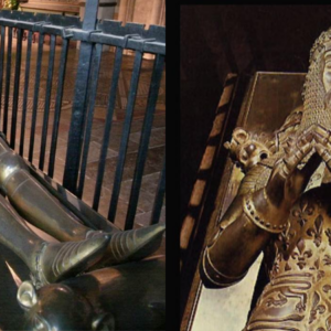 The effigy and tomb of ‘the black Prince’ (Edward prince of Wales) Canterbury cathedral — In 1348 he became the first Knight of the Garter