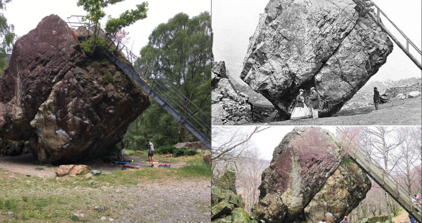 The Bowder Stone, weighing around 2,000 tons, is a natural wonder in the Borrowdale Valley of the Lake District.